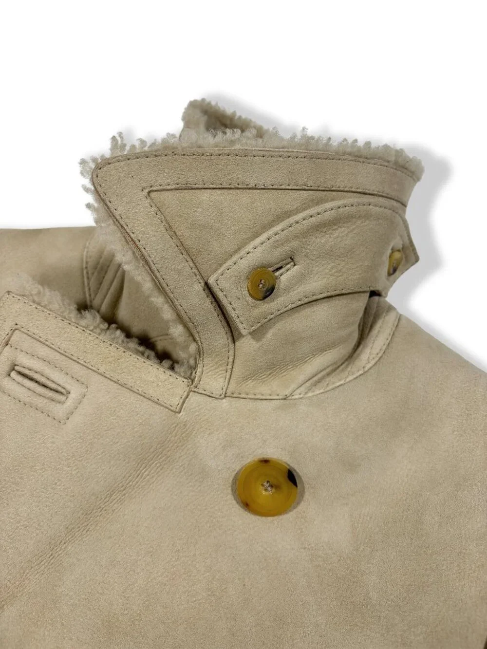 GUCCI TOM FORD Era Lambskin Suede Shearling Leather Coat Jacket Size 48